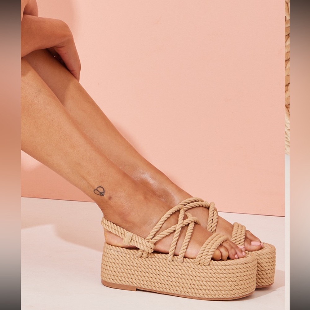 PrettyLittleThing Chunky Rope Espadrille Platform Sandal